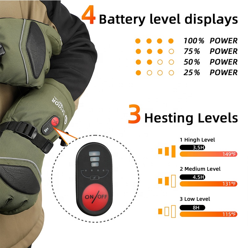 Green 7.4V 3000mAh Outdoor War - огляд і ціна Ski Glove Waterproof